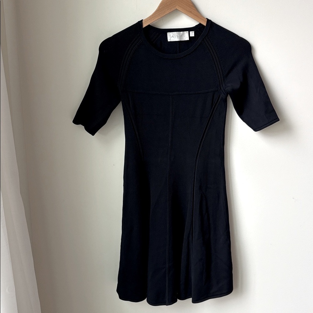 A.L.C. Selby Mini Dress Navy Blue Stretch Fit & Flare Dressy Quiet Luxury Size S - Picture 1 of 8